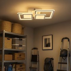 Lustra LED rectangulara 80W cu lumina reglabila 3000K-6500K si telecomanda, potrivita pentru birouri moderne cu iluminare precisa