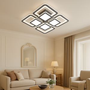 Lustra LED patrata neagra 8022/4BK 104W cu telecomanda