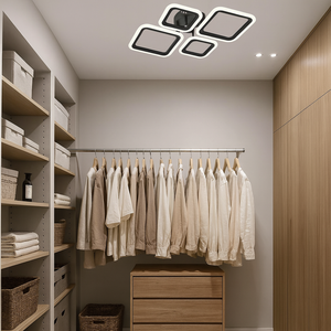 Lustra LED moderna 4 patrate negru mat 72W cu telecomanda 8036/2+2BK