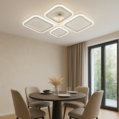 Lustra LED alb mat 8036/2+2WH 72W cu lumina reglabila 3000K-6500K, ideala pentru zona de dining moderna si iluminare uniforma