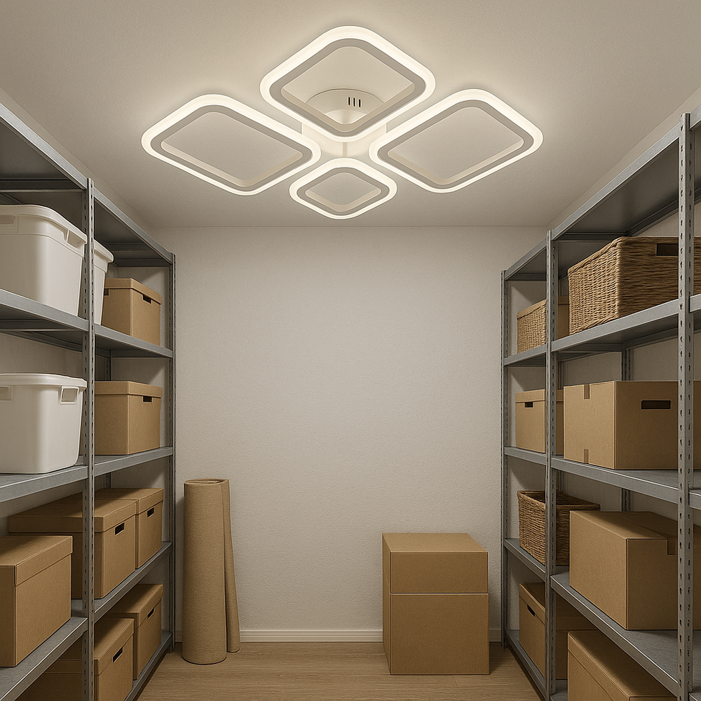 Lustra LED alba 8036/2+2WH 72W cu lumina reglabila, potrivita pentru holuri moderne cu iluminare uniforma si stil minimalist