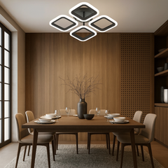 Lustra LED 8036/4BK negru 56W cu 4 patrate si lumina reglabila, ideala pentru zona de dining moderna