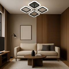 Lustra LED 8036/4BK negru 56W cu 4 patrate si lumina reglabila, ideala pentru living modern cu iluminare uniforma