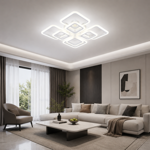 Lustra LED moderna 8 patrate alb 128W cu telecomanda 8036/4+4