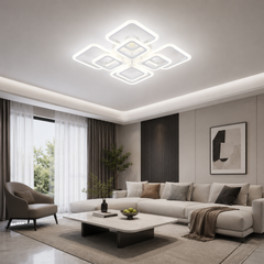 Lustra LED moderna 8 patrate alb 128W cu telecomanda 8036/4+4