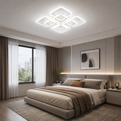 Lustra LED moderna 8 patrate alb 128W cu telecomanda 8036/4+4