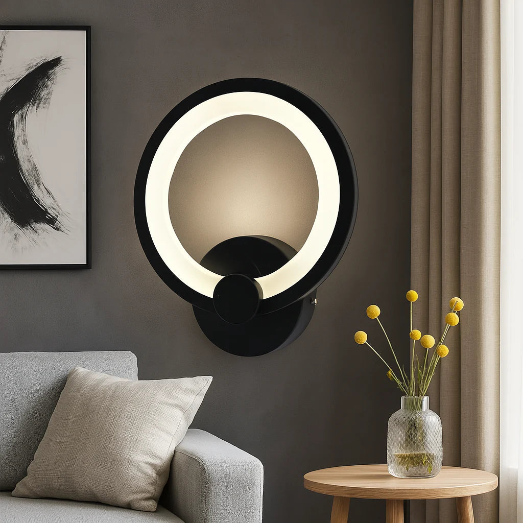 Aplica LED 8067/1BK 22W negru rotunda lumina ajustabila 3000K-6500K pentru living contemporan