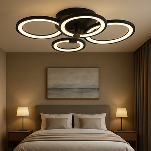 Lustra LED Rotunda Negru 108W cu Telecomanda 8067/2+2BK