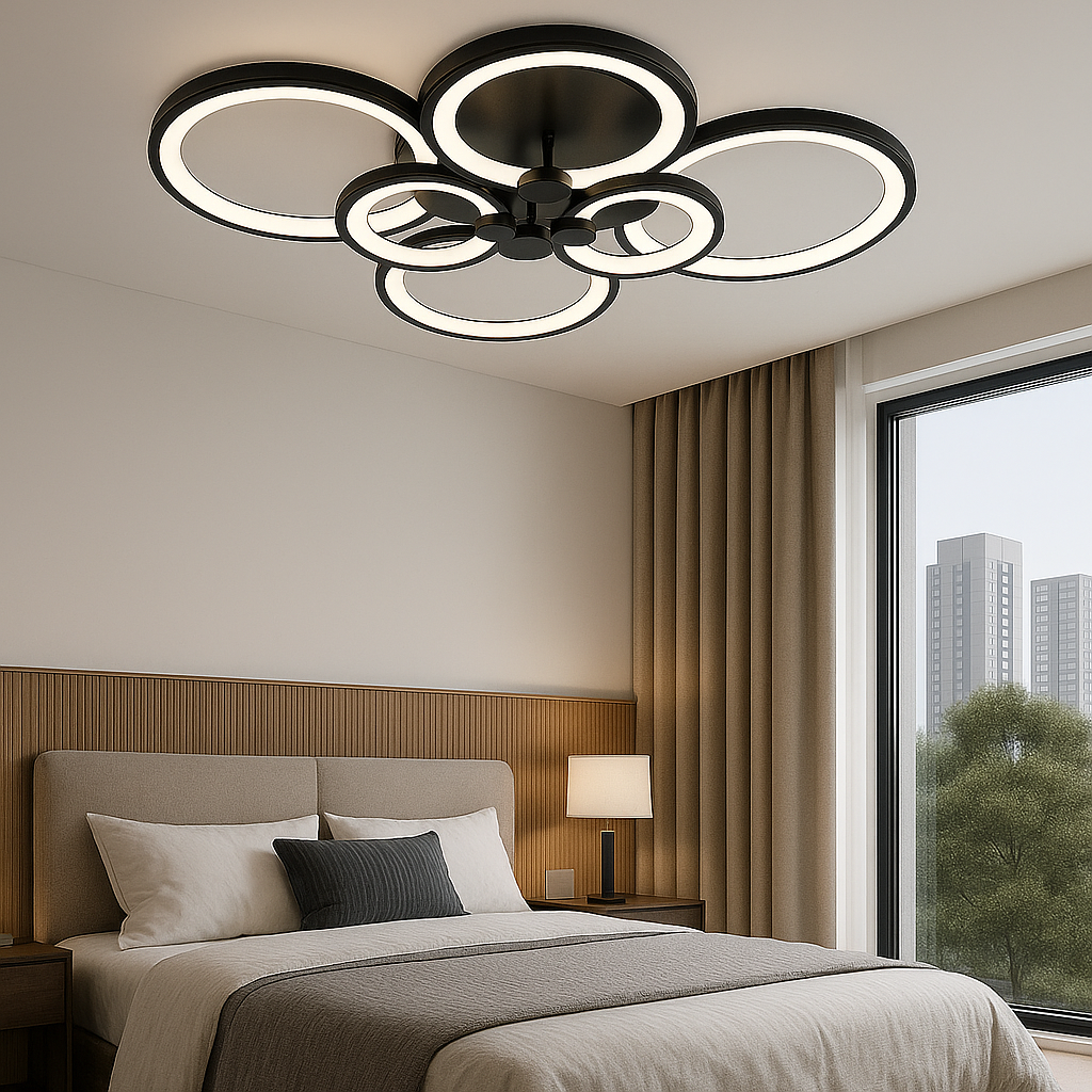 Lustra LED 8067/4+2BK negru 188W cu design modern si lumina ajustabila, perfect a pentru dormitoare elegante