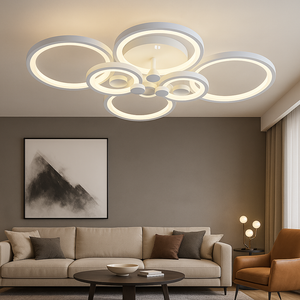 Lustra LED moderna 6 cercuri alb 188W cu telecomanda 8067/4+2WH