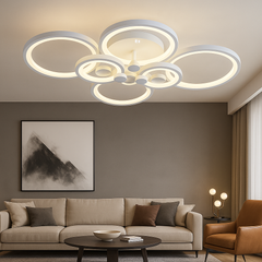 Lustra LED 8067/4+2WH alb 188W cu 6 inele si lumina reglabila, ideal a pentru livinguri moderne si luminoase
