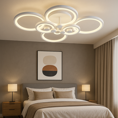 Lustra LED 8067/4+2WH alb 188W cu design modern si lumina ajustabila, perfect a pentru dormitoare contemporane