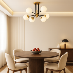 Lustra LED 8316/6 retro moderna cu 6 globuri si socluri E27, ideal a pentru dininguri spatioase cu iluminare uniforma