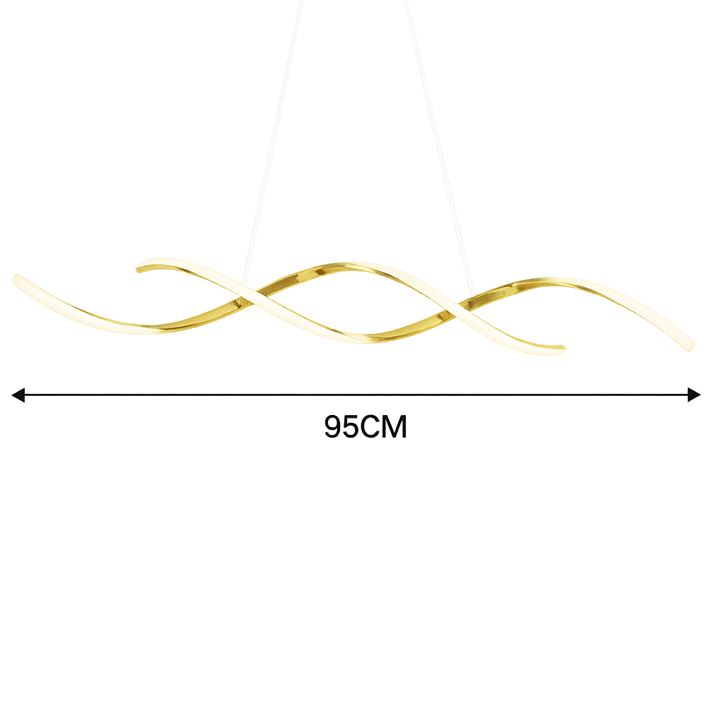 Lustra LED liniara aurie cu telecomanda, iluminare functionala deasupra insulei de bucatarie