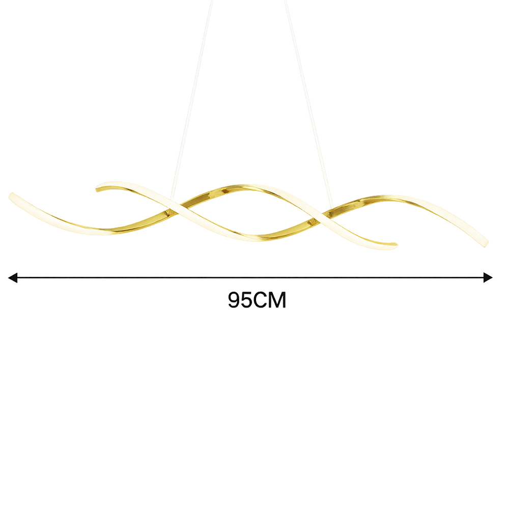 Lustra LED liniara aurie cu telecomanda, iluminare functionala deasupra insulei de bucatarie