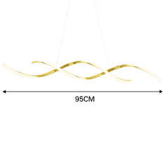 Lustra LED liniara aurie cu telecomanda, iluminare functionala deasupra insulei de bucatarie