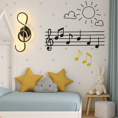 Aplica LED sculpturala LUBAN Key Negru Ø350mm, montata pe perete in dormitor modern, lumina reglabila 44W