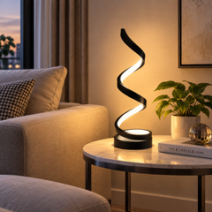 Veioza LED Negru Mat cu Design Spirala si Lumina Ajustabila