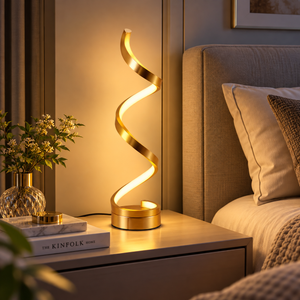 Veioza LED Aurie cu Design Spirala si Lumina Ajustabila