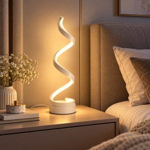 Veioza LED Alba cu Design Spirala si Lumina Ajustabila