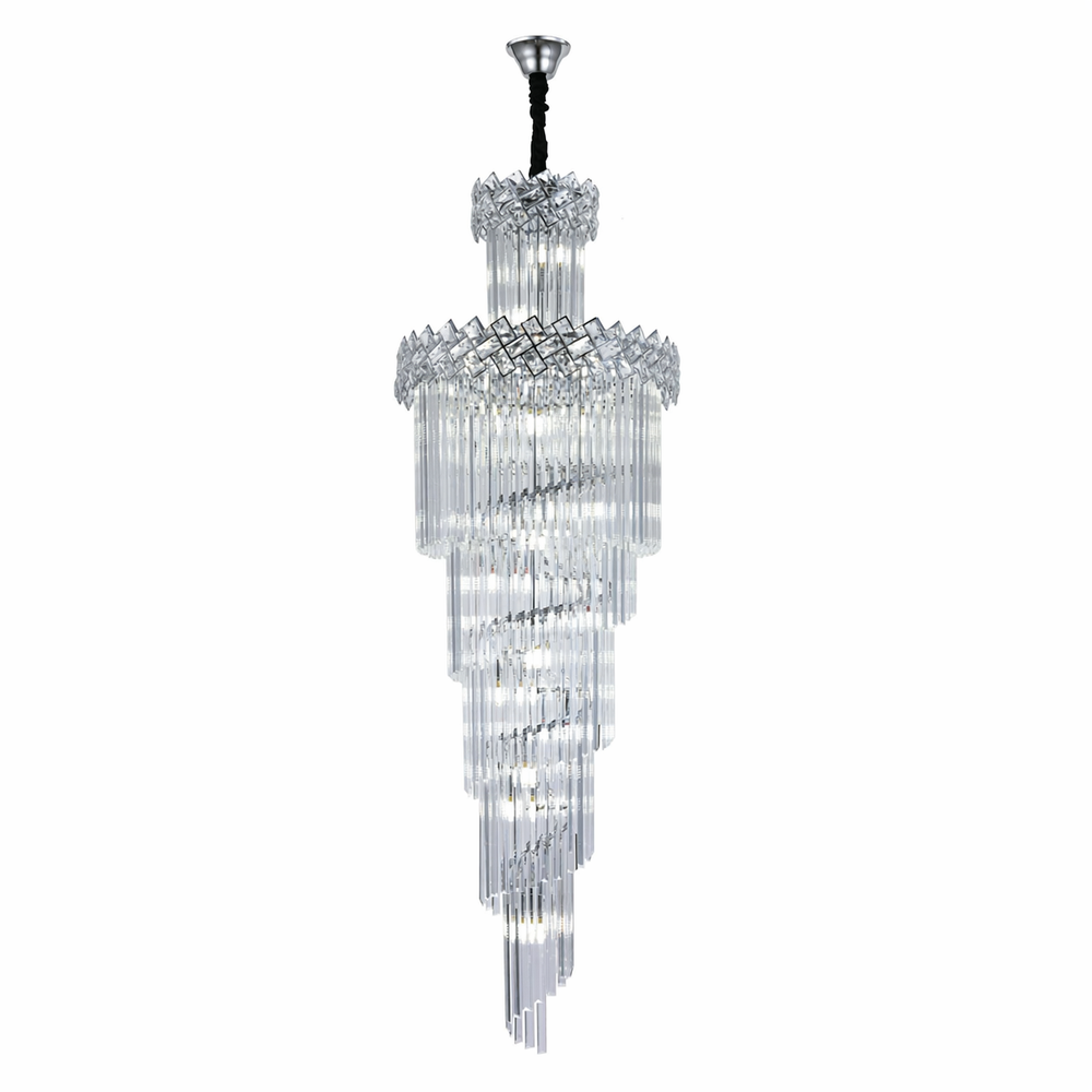 Candelabru argintiu Ø600x1800mm cu 18xE27 design lux pe fundal alb produs integral vizibil pentru prezentare
