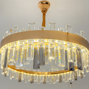 Candelabru LED rotund auriu cu cristale 60 cm model 8652/600 FG
