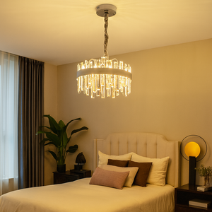 Candelabru LED rotund argintiu cu cristale 40 cm model 8652/400 CR