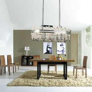 Candelabru LED oval argintiu cu cristale 80x35cm 140W 8652