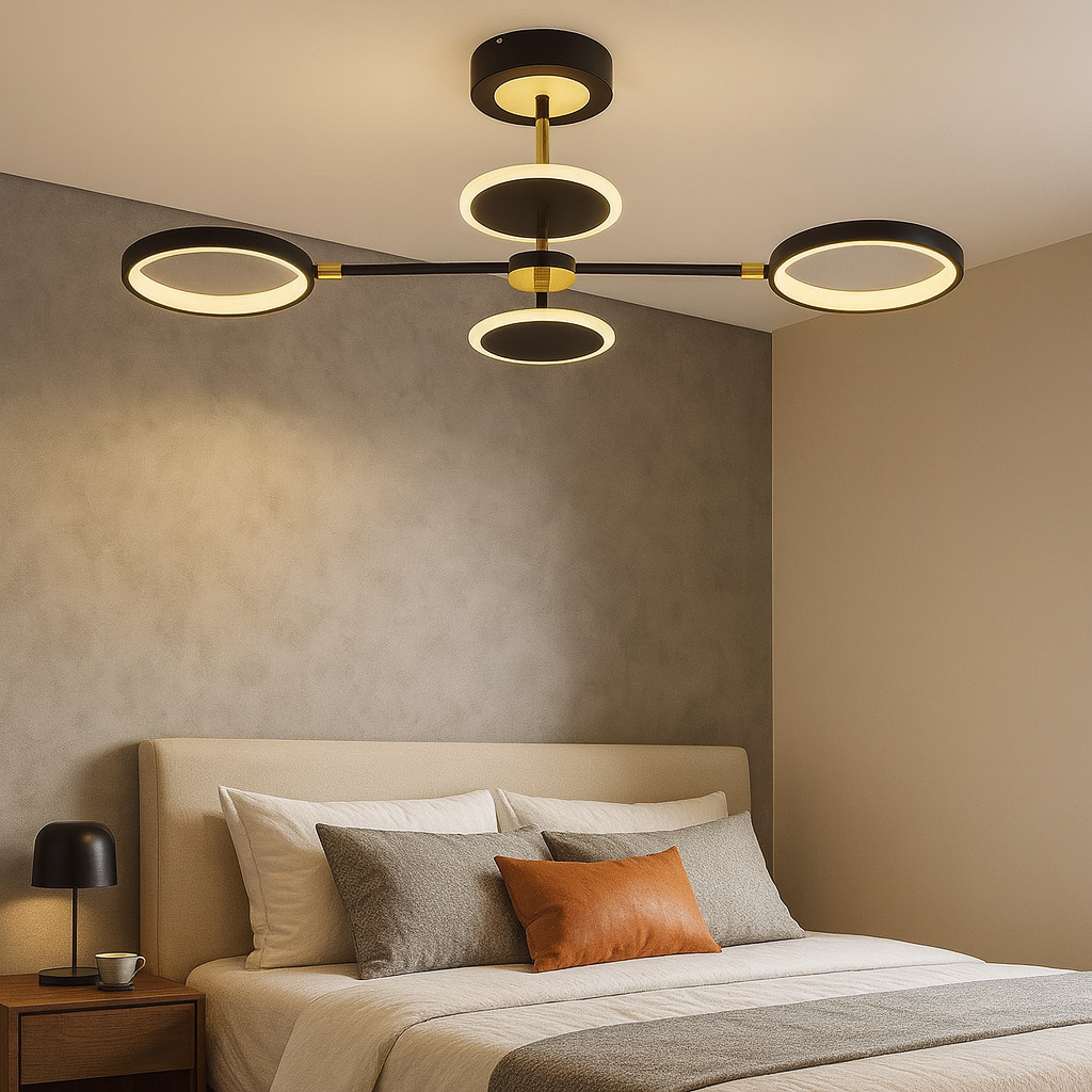 Lustra LED 8720A/4 rectangulara 60W cu telecomanda si lumina 2800–6500K, perfect a pentru dormitoare moderne