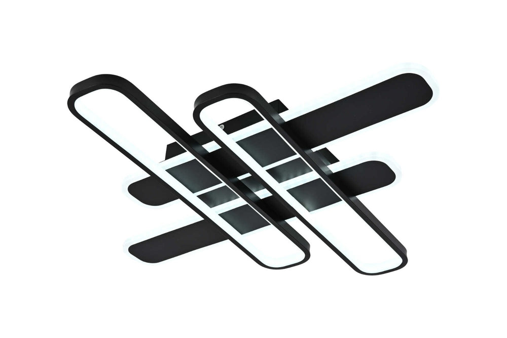 Lustra LED geometrica 8753/4S 156W cu telecomanda si lumina 3000–6500K, ideal a pentru dormitoare elegante si confortabile