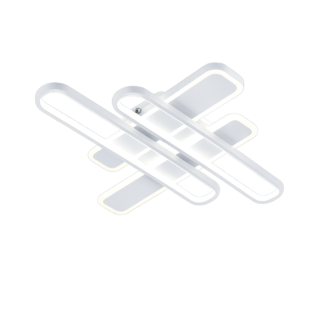 Lustra LED patrata 8753/4S 128W cu lumina reglabila si telecomanda, ideal a pentru livinguri moderne ce necesita iluminare uniforma