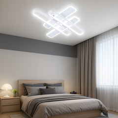 Lustra LED patrata 8753/4S 128W cu telecomanda si lumina 2800–6500K, potrivit a pentru dormitoare moderne si confortabile