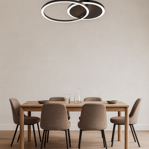 Lustra LED moderna 2 cercuri negre 66W cu telecomanda 8888/2BK