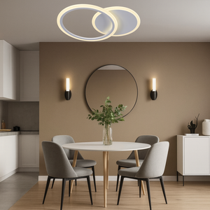 Lustra LED alba cu doua cercuri 66W cu telecomanda 8888/2WH