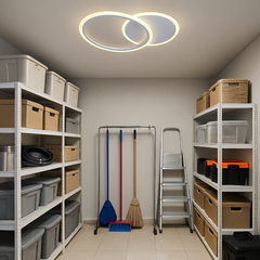 Lustra LED 8888/2WH 66W cu cercuri suprapuse, potrivit a pentru holuri moderne cu lumin a clara si reglabila