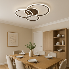 Lustra LED 8888/4 128W modern a cu 4 inele, ideal a pentru dininguri contemporane cu lumin a uniforma si ajustabila