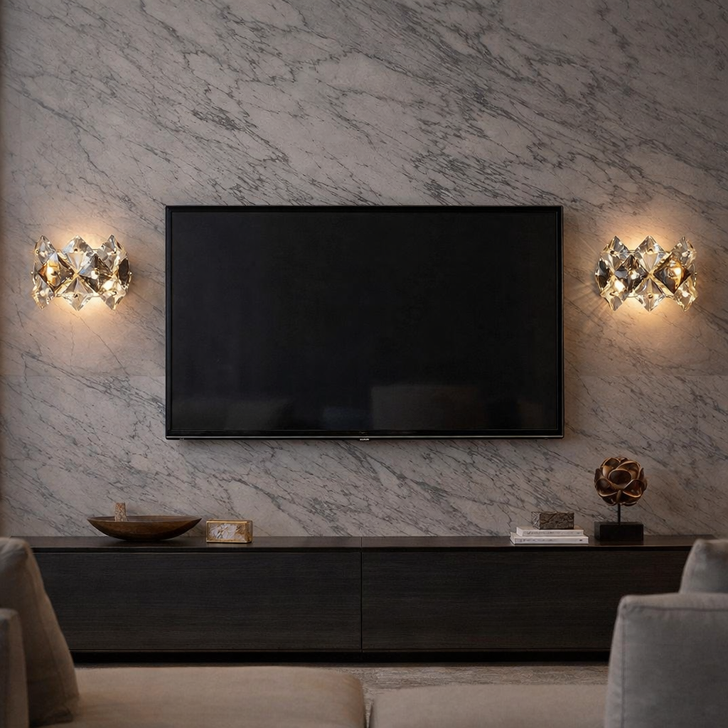 Aplica perete cristal crom 2xE27 89005/2 CH, iluminare eleganta glam pentru living sofisticat