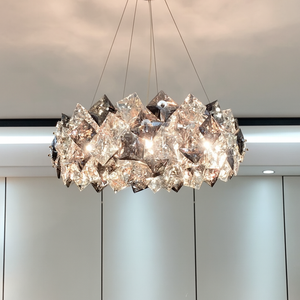 Candelabru rotund auriu cu cristale 40 cm model 89005-400FGD