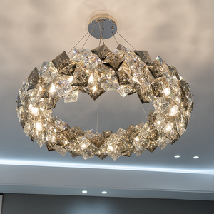 Candelabru rotund cu cristale auriu 60 cm model 89005-600FGD