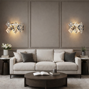 Aplica aurie patrata cu cristale, 2xE27, design vertical elegant
