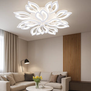 Lustra LED 19250/8+4N WH floral alba 240W cu telecomanda