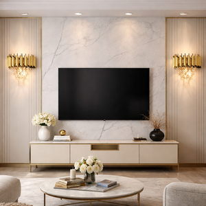 Aplica aurie cu cristale, 2xE27, design vertical elegant