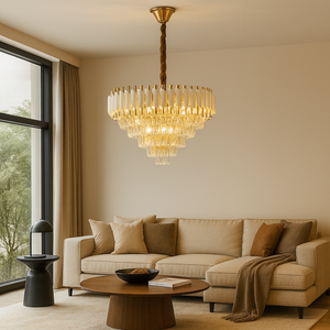 Candelabru cristal rotund auriu si alb 50 cm model 9001-500 WH+FGD
