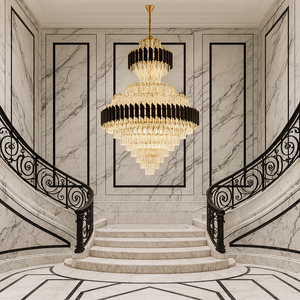 Candelabru rotund cristal auriu negru 20xE27 1050mm 9001-800