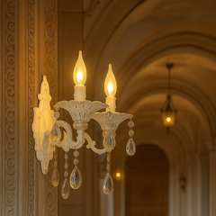 Aplica clasica 9010/2 alb auriu cu 2 becuri E27 pentru hol sau coridor elegant