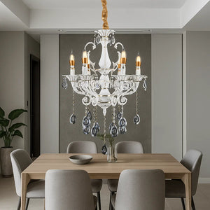 Candelabru Cristal Alb Argintiu 9010/6 cu 6 Brate E14