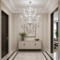 Candelabru Cristal Alb Argintiu 9010/8+4 pe Doua Nivele E14