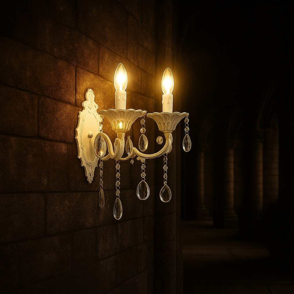 Aplica clasica 9010/2 alb auriu cu 2 becuri E27 pentru hol sau coridor elegant