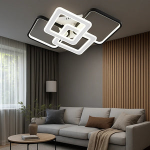 Lustra LED alba negru patrat 164W cu telecomanda 9011/S4+1