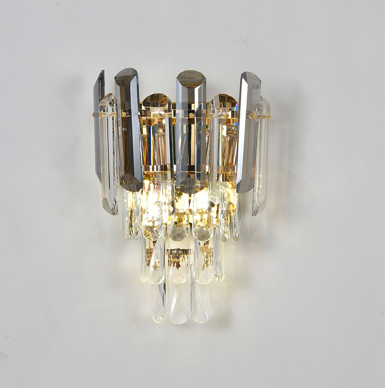 Aplica perete aurie cu cristale 2xE14 iluminare decorativa pentru hol elegant